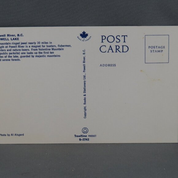 Vintage Postcard - Powell Lake Powell River British Columbia - Traveltime - Picture 2 of 4
